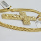 10kt Yellow Gold Franco Chain Necklace Nugget Cross Charm Pendant 3mm 18-26 Inch