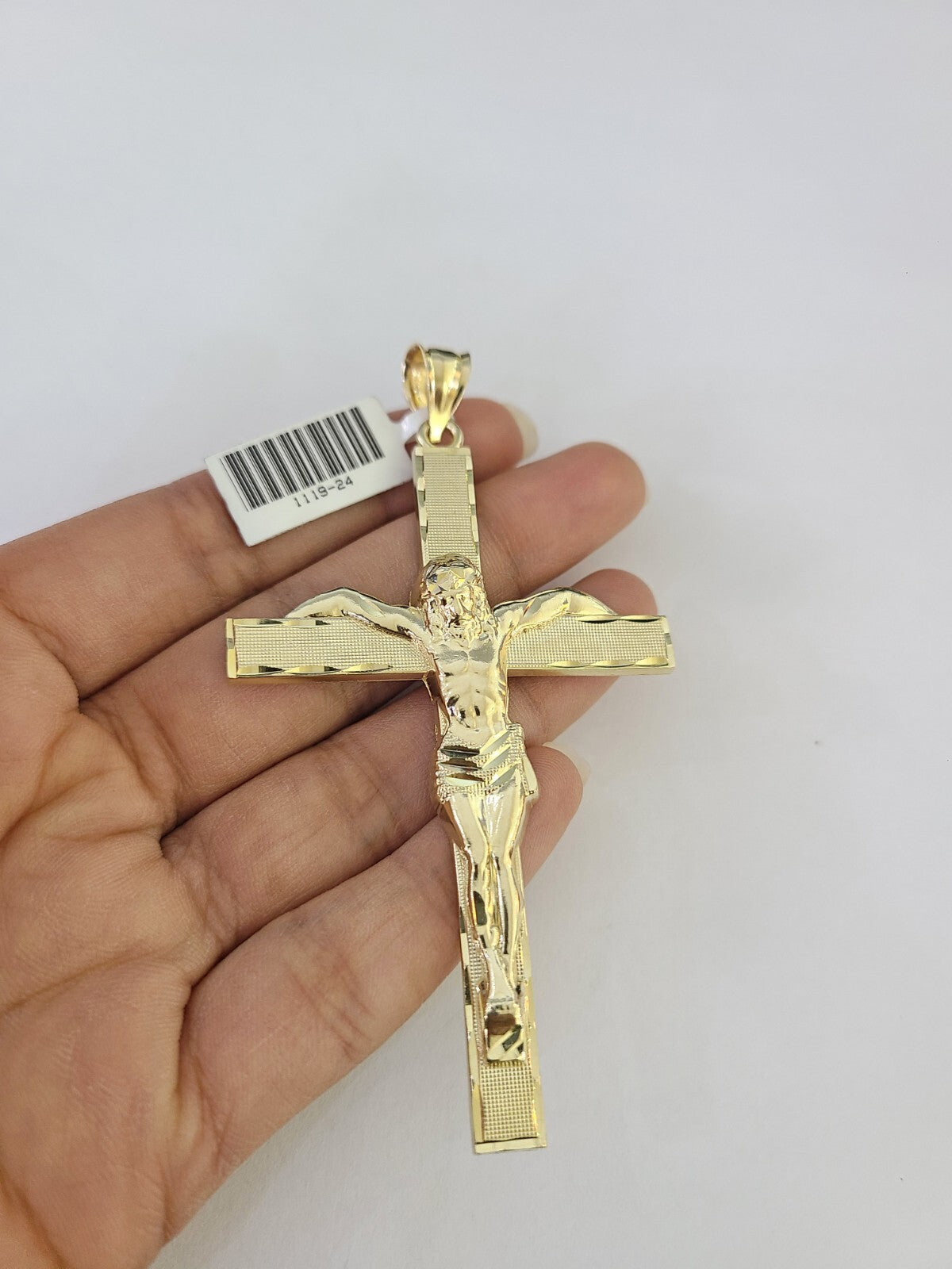 10k Jesus Crucifix Cross Charm Pendant Religious REAL 10Kt Yellow Gold Genuine