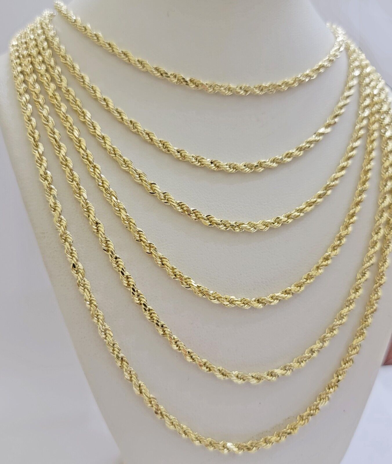 14k Gold Rope Chain Necklace 18"-26 Inches 3mm Diamond Cuts Men Women Real SOLID