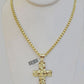 10k Yellow Gold Byzantine Chain Pendant Set REAL 10K 4mm Necklace Charm For Mens