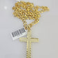 10k Gold Chain Necklace Jesus Cross Pendant Set Cuban Curb 5mm 20"-28" Charm