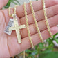 10k Gold Rope Chain Cross Charm Pendant Set 18"-28" inch 3mm Necklace, REAL 10KT