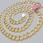 Solid 14k Gold Chain necklace Cuban Curb Link  9.5mm Two-Tone Diamond Cut 20-30"