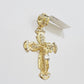 Real 10k Gold Chain Charm Set Cross Pendant Miami Cuban link Necklace 5mm 18-28"