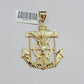 10k Yellow Gold Franco Chain Necklace Anchor Charm Pendant 3mm 18"-26" Inch SALE