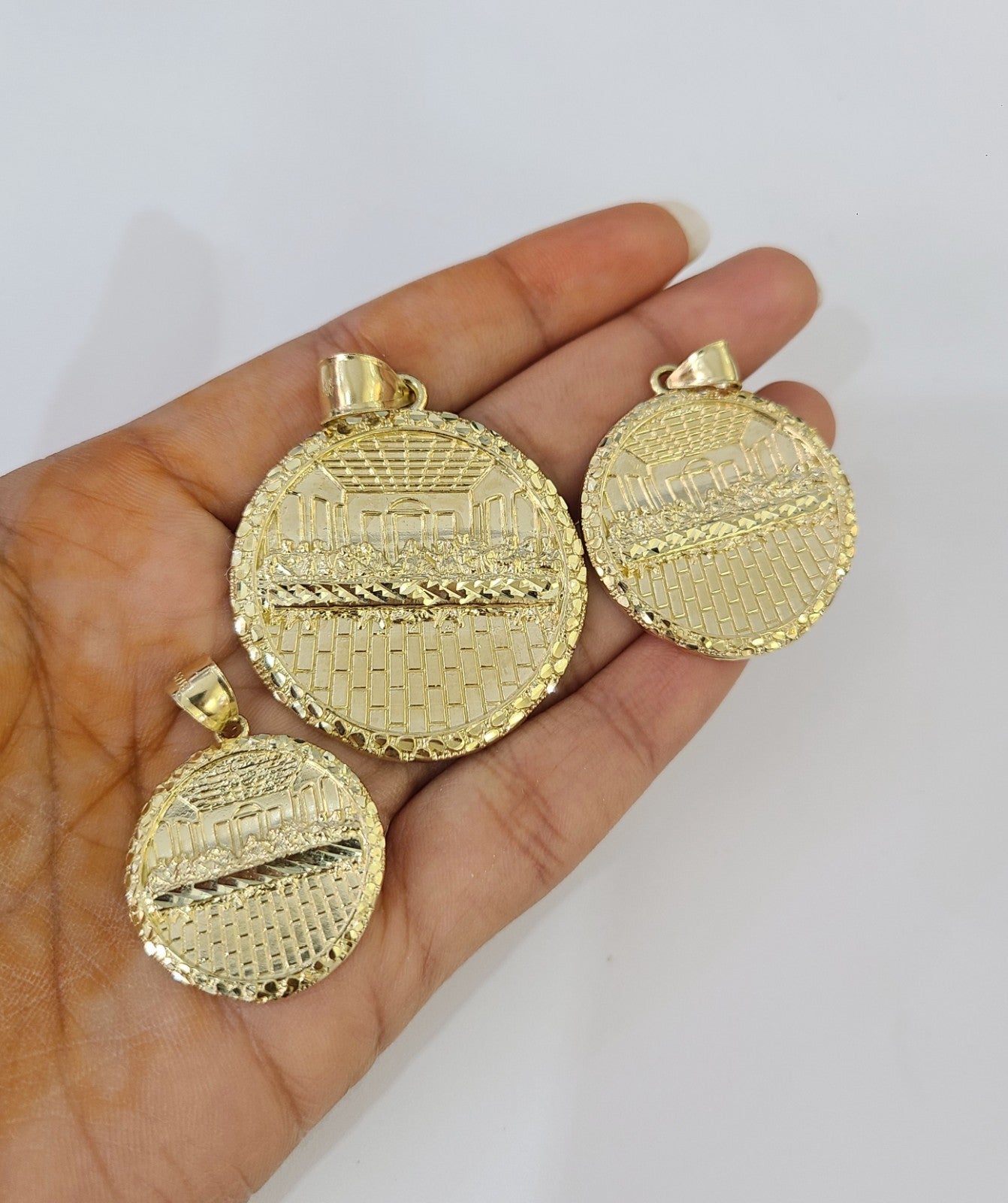 10k Aztec Calendar Charm Pendant Men Women 10kt Real Yellow Gold