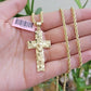 10k Gold Rope Chain Nugget Cross Charm Pendant Set 18-28 inch 3mm Necklace, REAL