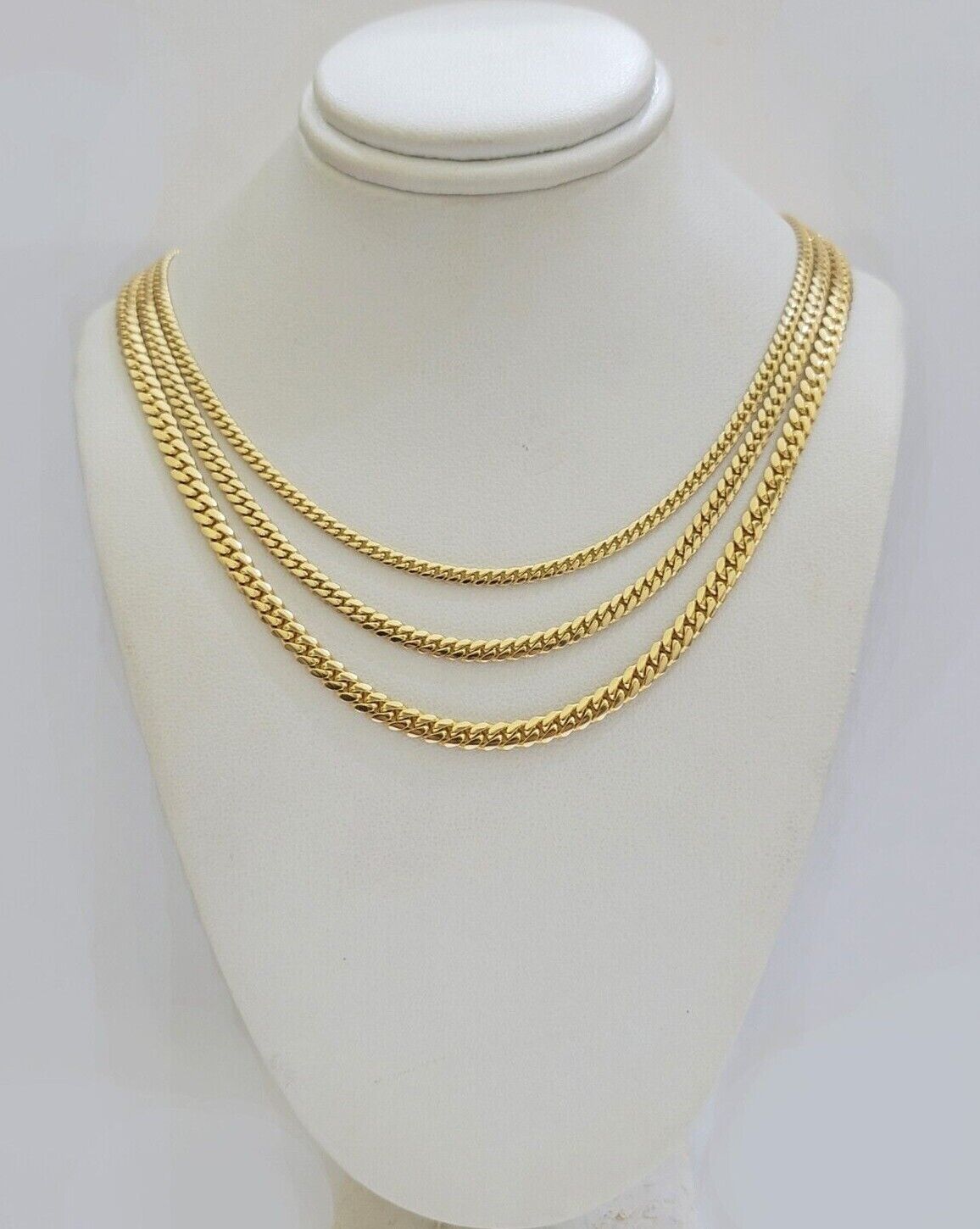 SOLID 18k Gold Miami Cuban Chain Necklace 4mm 18-26