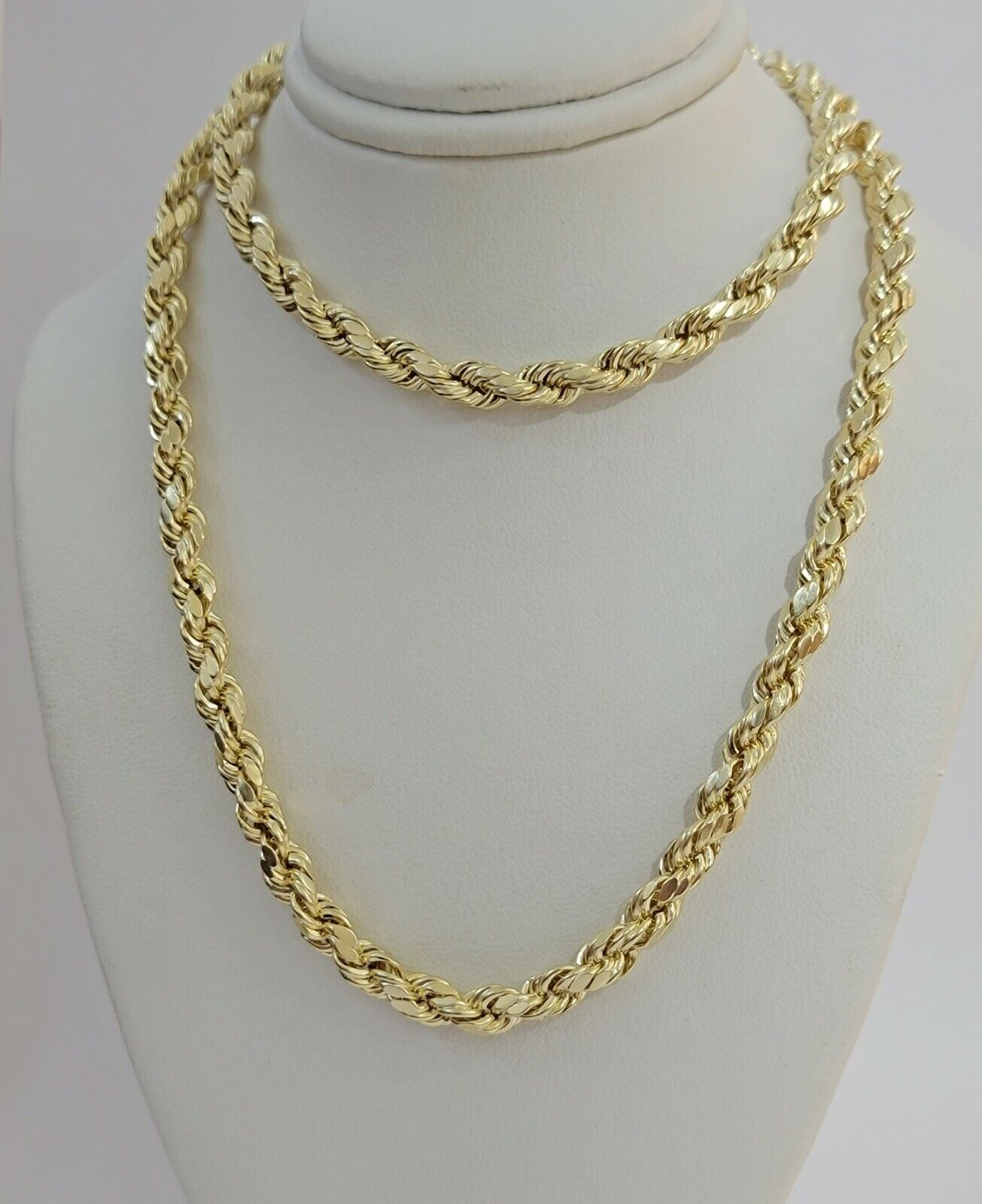 Real Gold 10k Rope Necklace Mens Chain 6mm 20" Inches Yellow Gold Diamond END