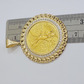 1947 Mexican Centenario Coin Charm Pendant Replica 50 Pesos With Bezel 10kt Gold