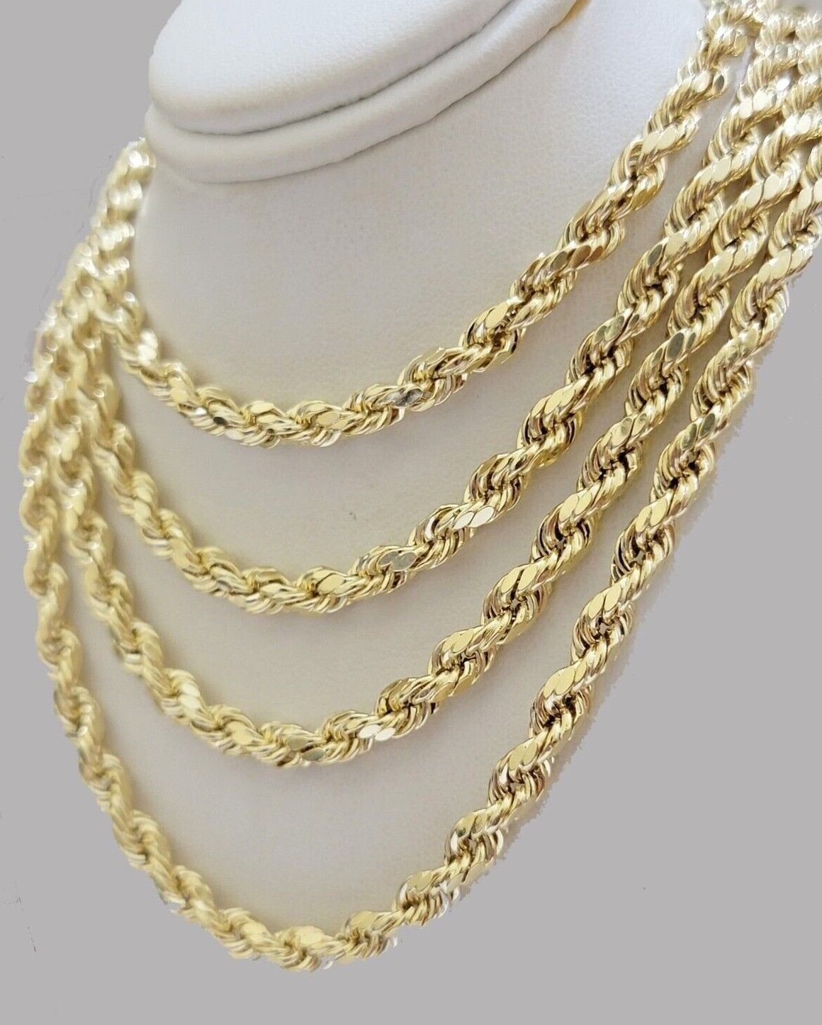 14k Gold Rope Chain Necklace 6mm 18-26 Inch Diamond Cut Men Women REAL 14KT SALE