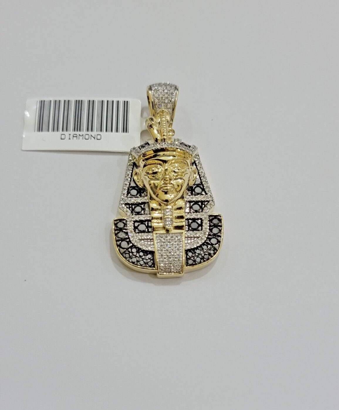 Black Diamond Pharoah Charm Pendant 10kt Yellow Gold 0.80 CT Chain Necklace SALE