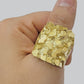 SOLID 10k Yellow Gold Nugget Ring Casual Men's Band Square New Style REAL SALE