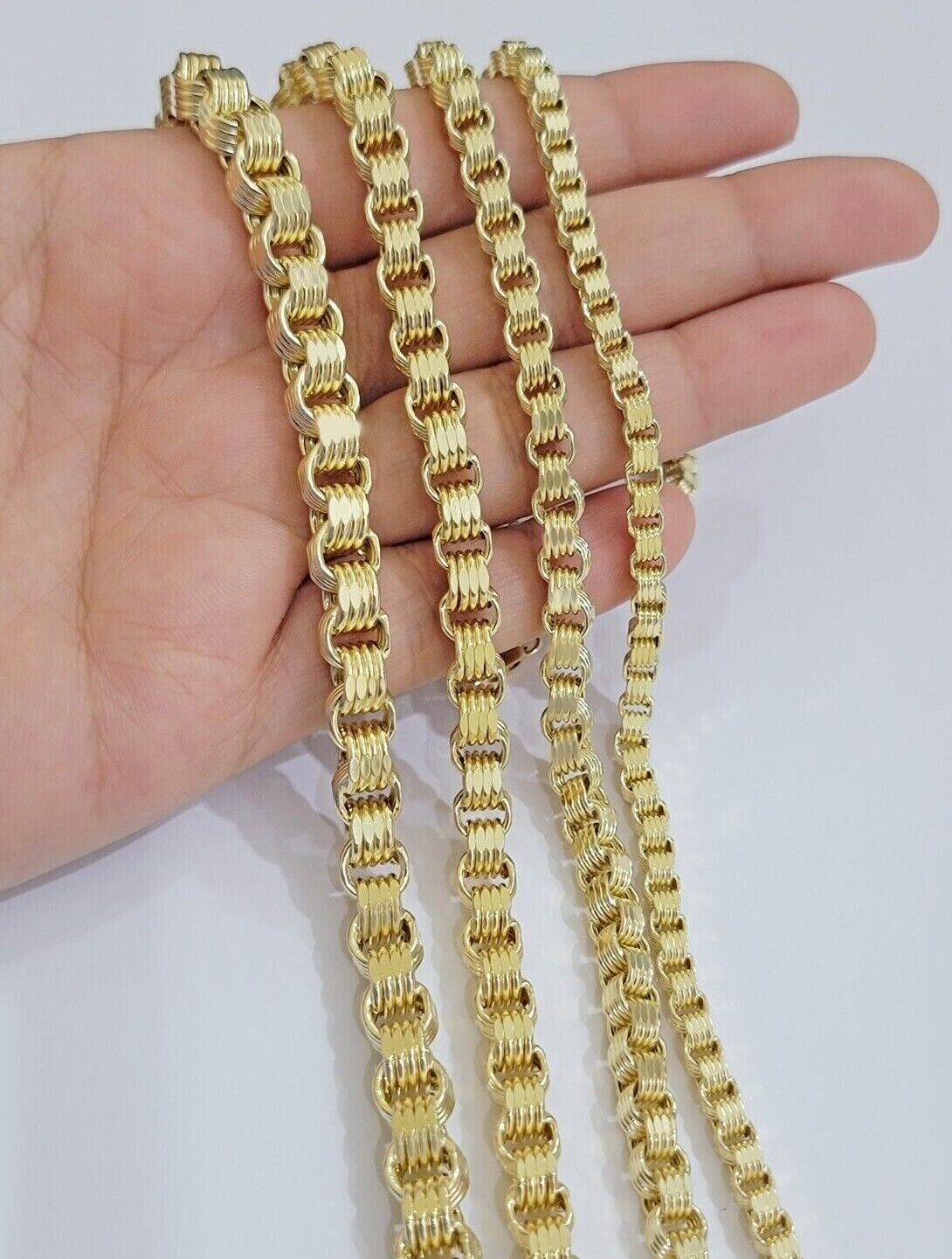 Real 10k Gold Box Byzantine Chain Necklace 20"-28" Inch 4mm 5mm 6mm 7mm 10kt Men