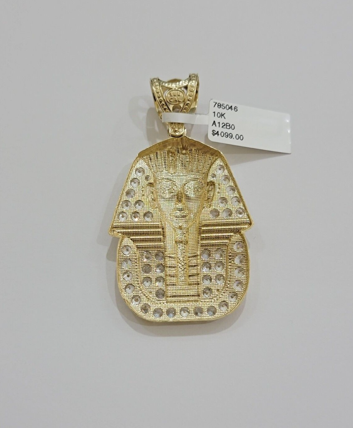 Real 10kt Pharoah Charm Pendant CZ 10k Yellow Gold For Chain Necklace 2.2'' SALE