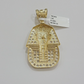 Real 10kt Pharoah Charm Pendant CZ 10k Yellow Gold For Chain Necklace 2.2'' SALE