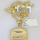 10k Gold Chain Last Supper Pendant Set Miami Cuban Necklace 4mm 18"-26" Charm