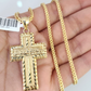 10k Gold Franco Chain Jesus Cross Charm Pendant 2.5mm 18-24 Inches Necklace