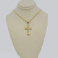 10k Yellow Gold Franco Chain Jesus Cross Charm Pendant 2mm 16-24 Inches Necklace