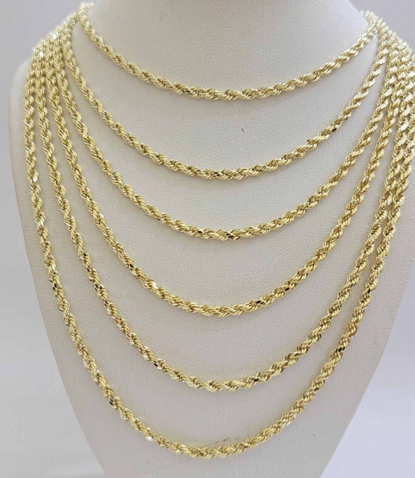 Real 14k Yellow Gold Rope Chain Necklace 2.5mm 3mm 4mm 5mm 18-26 Inch Men Women