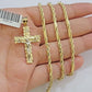 REAL 10k Gold Milano Rope Chain & Cross Charm Pendant Set Necklace 24 Inch 3mm