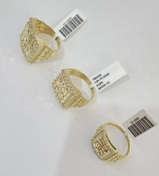 10k Nugget Ring Yellow Gold Women Men Real Genuine