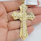 10k Yellow Gold Franco Chain Necklace Jesus Cross Charm Pendant 3mm 18-26 Inches