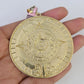 14k Yellow Gold Franco Chain Necklace Mayan Calendar Charm Pendant 4mm 22"Inch