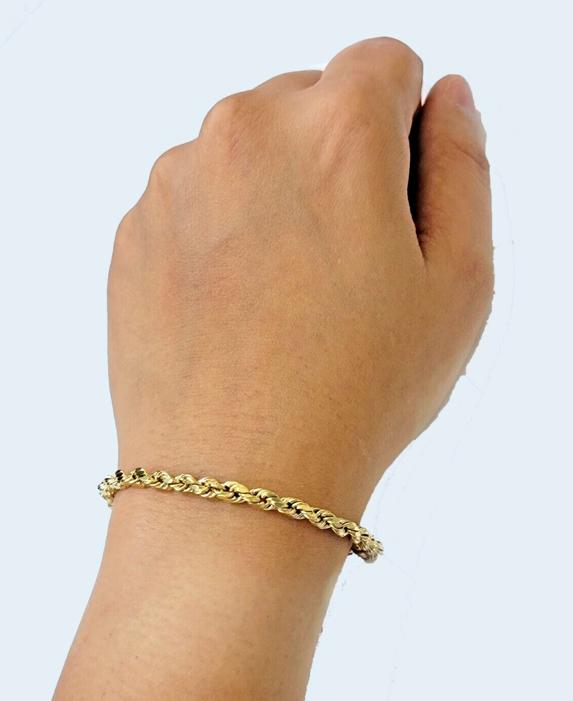 Real 14k Yellow Gold Rope Bracelet 4mm 8 Inch Lobster Clasp Brand New 14 KT SALE