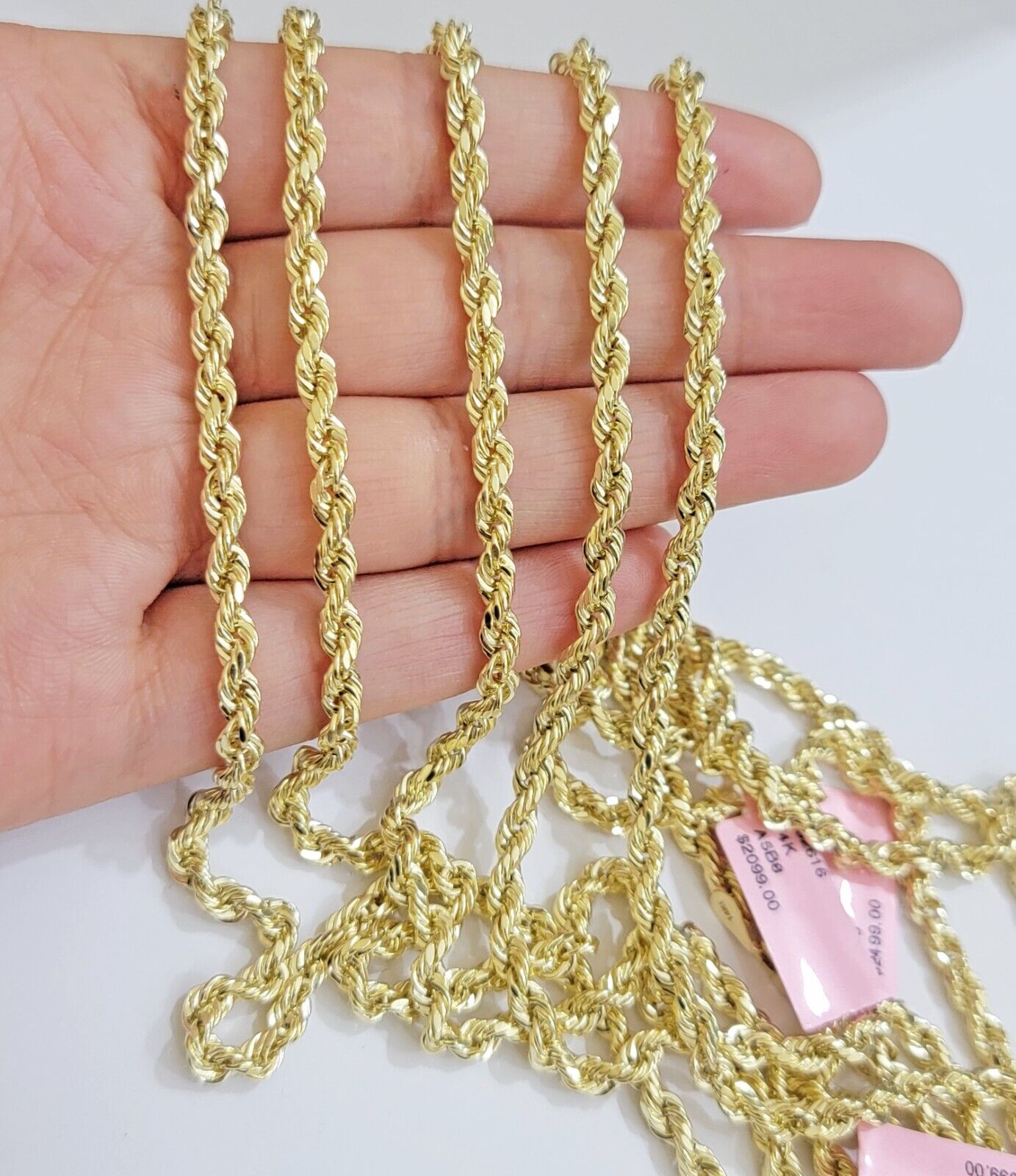 Real 14k Yellow Gold Rope Chain Necklace 2.5mm 3mm 4mm 5mm 18-26 Inch Men Women