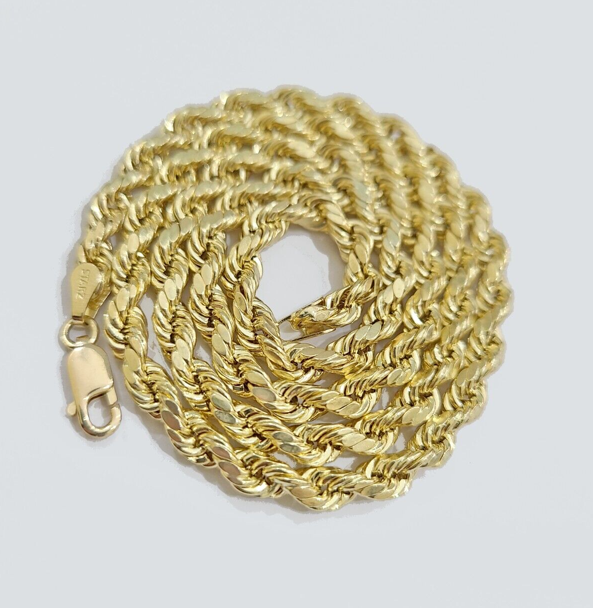 REAL 14k Gold Rope Chain Necklace 5mm 18-26Inch Diamond Cut Men 14KT Yellow GOLD