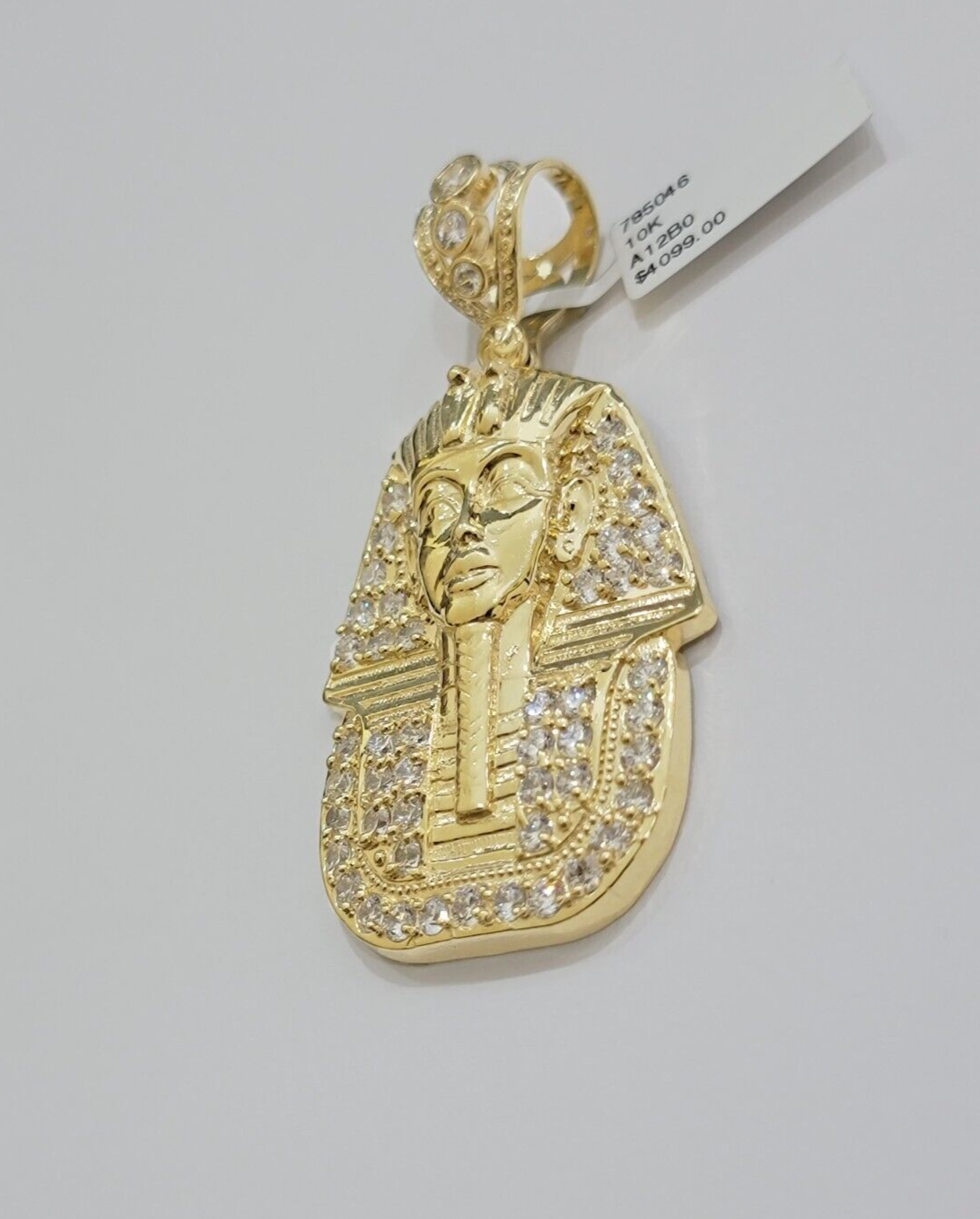 Real 10kt Pharoah Charm Pendant CZ 10k Yellow Gold For Chain Necklace 2.2'' SALE