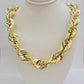 REAL 10k Gold Rope Chain Necklace 24 Inch 17mm Thick Diamond Cuts Men's 10kt