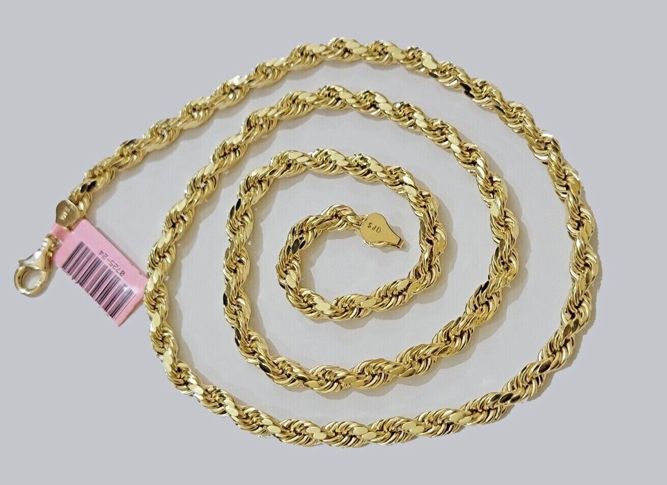 14k Gold Rope Chain Necklace 6mm 18-26 Inch Diamond Cut Men Women REAL 14KT SALE