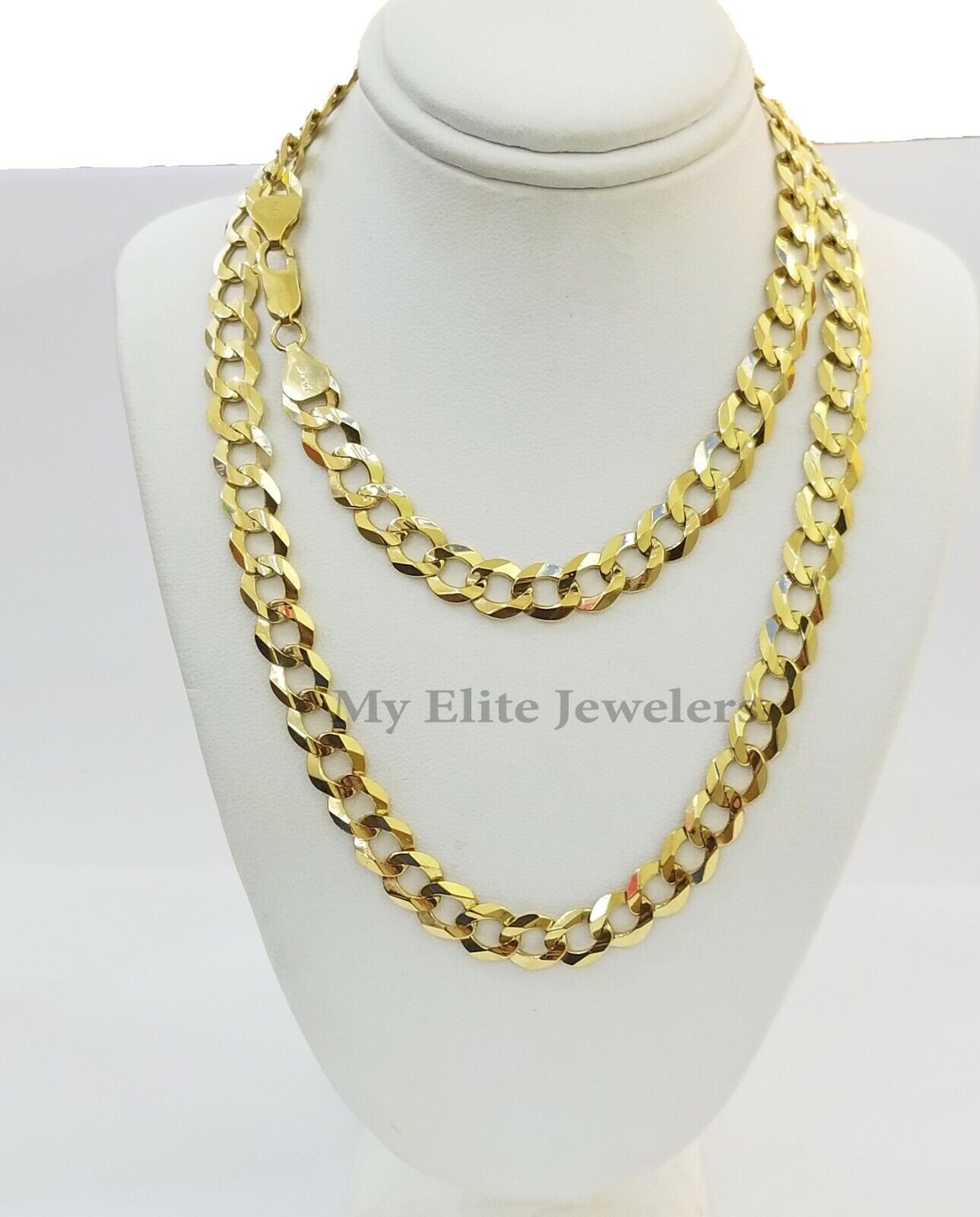 Solid 14k Yellow Gold Cuban Curb Link Chain 9mm Necklace 22