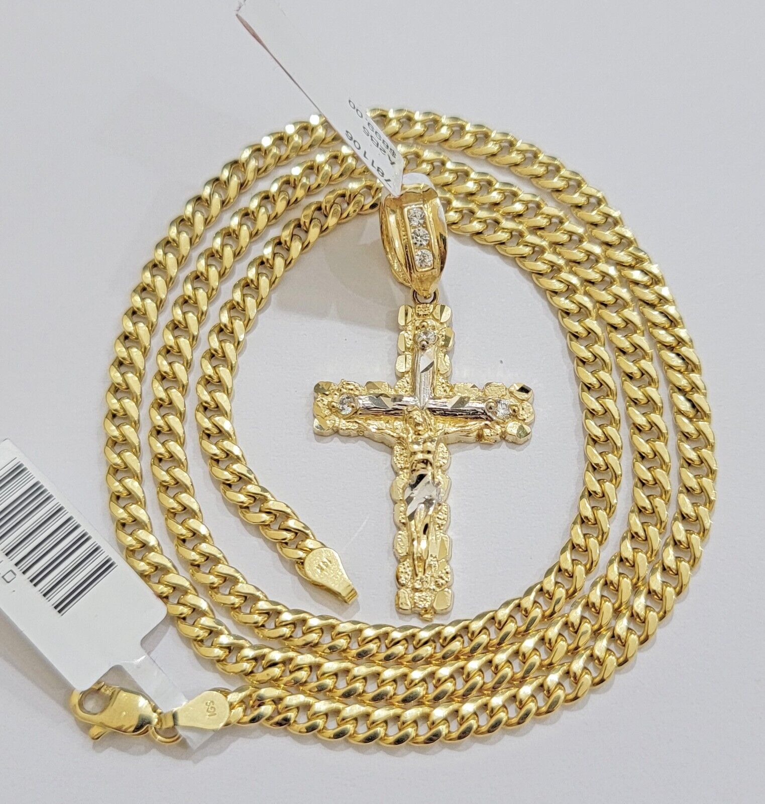 10k Gold Chain Pendant SET Cross Charm & Solid 18-26