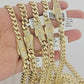 Real 10k Gold chain Cuban Link Monaco necklace 7mm 16-30 Inches CZ Box Lock 10KT