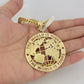 10k Yellow Gold Franco Chain Necklace World Map Charm Pendant 5mm 20-26'' Inches