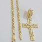 14k Gold Rope Chain Necklace Cross Charm Pendant Set 16-28" inch 3mm , Real 14KT