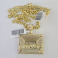 10k Gold Chain Last Supper Pendant Set Miami Cuban link Necklace 5mm 20-30 Inch