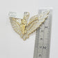 Real Gold Diamond Angel Wing Charm Pendant 10k yellow Gold 1.17 CT Mens 1.5 Inch