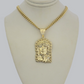 10kt Gold Miami Cuban Chain Jesus Head Charm Pendant 5mm 18-28Inch Necklace SALE