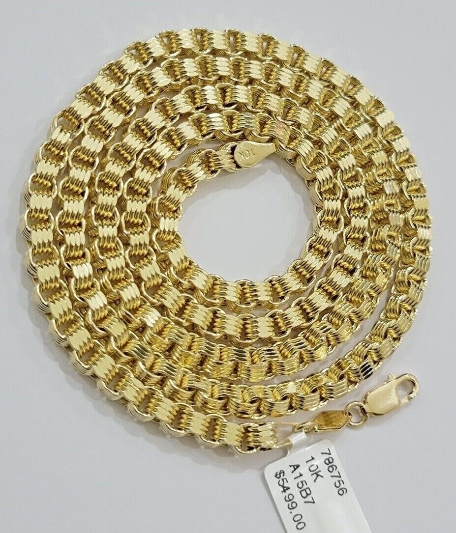 Real 10k Gold Box Byzantine Chain Necklace 20"-28" Inch 4mm 5mm 6mm 7mm 10kt Men