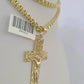 Real 10k Gold Byzantine Necklace Jesus Cross Charm SET Chain 18"-30" 3mm Pendant