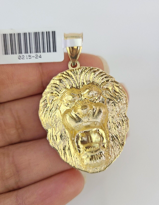 10k Roaring Lion Charm Pendant Mens REAL 10Kt Lion Head Yellow Gold