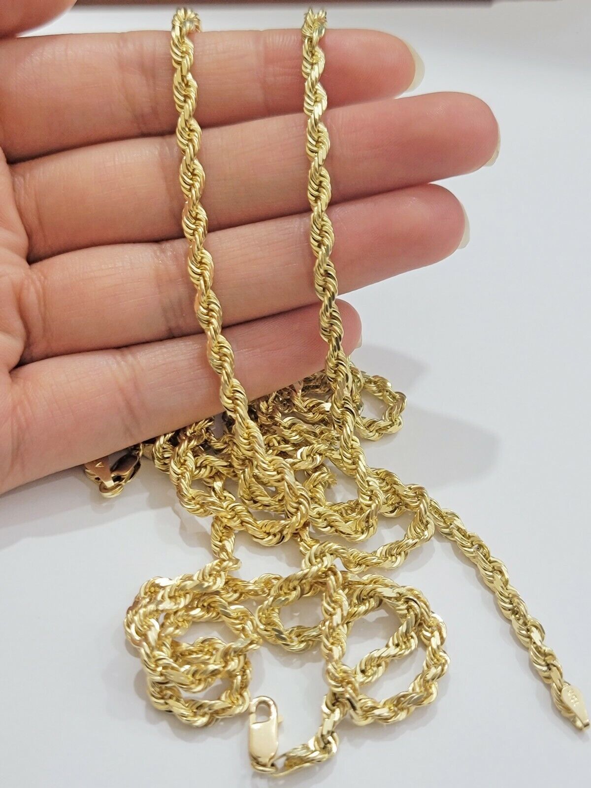 Real 10k Yellow Gold Rope Chain necklace 18 inch - 28 inch SOLID 4mm Mens Women