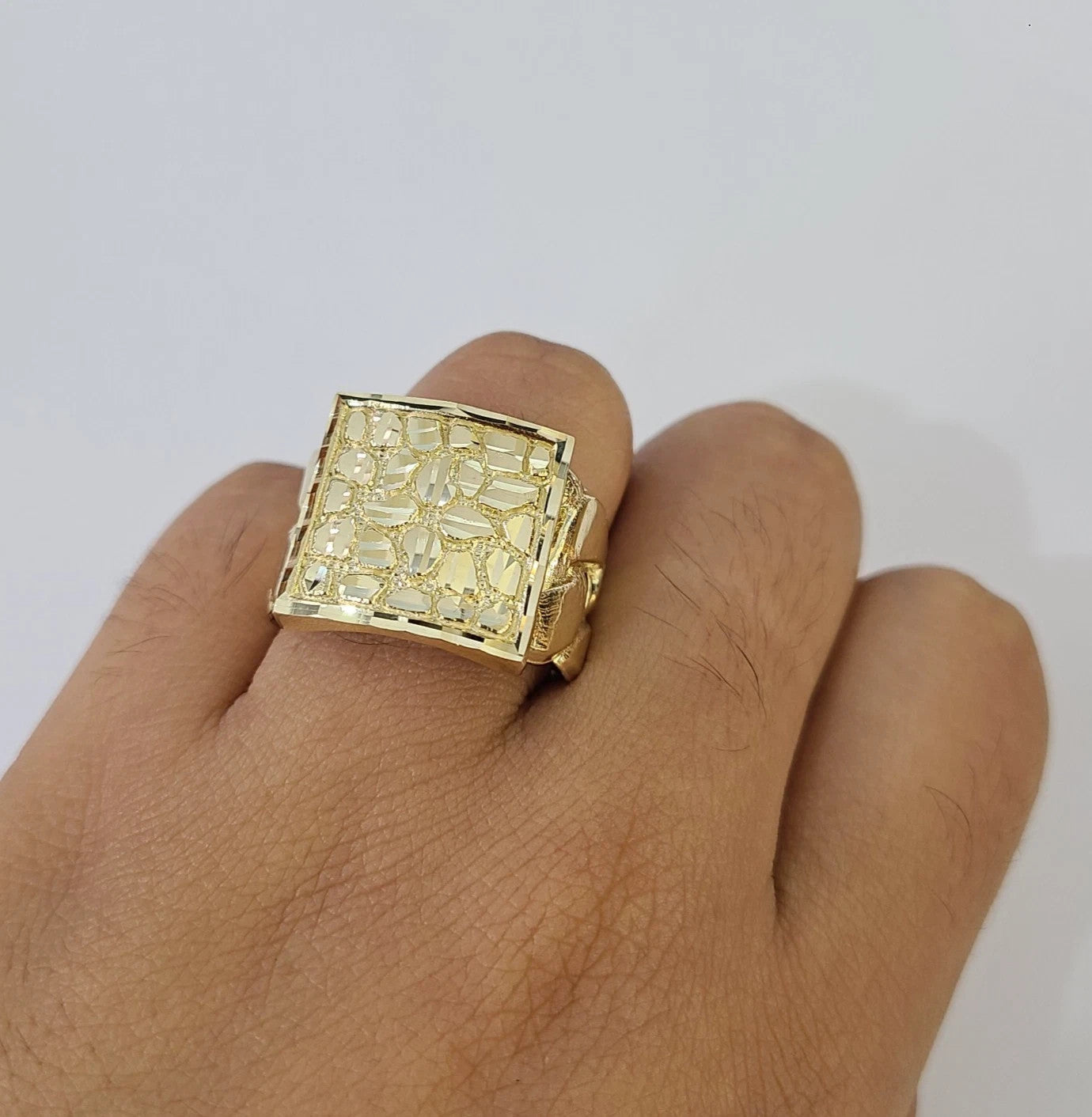 10k Nugget Ring Yellow Gold Women Men Real Genuine 10Kt