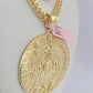 14k Yellow Gold Franco Chain Necklace Mayan Calendar Charm Pendant 4mm 22"Inch