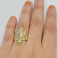 Ladies Ring 10k Yellow Gold Virgin Mary Cross 10KT REAL Gold Unique Size 5.5 END