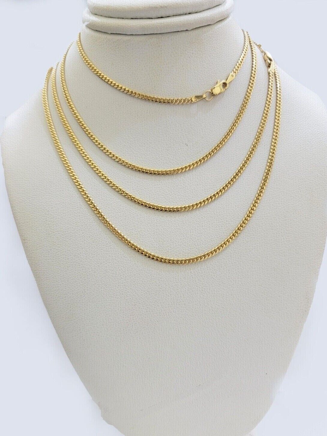 Real 18kt Yellow Gold Miami Cuban Chain Necklace 3mm 20'' Inches Men Women SOLID